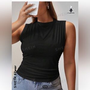 Plus solid ruched tank top